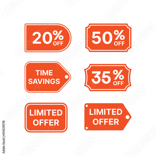 Discount tags collection isolated on white background