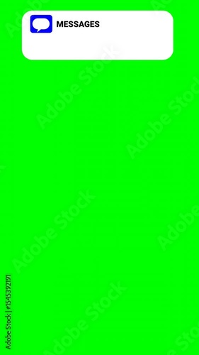 New Message Notification Pop-Up Animation on Green Screen.Vertical