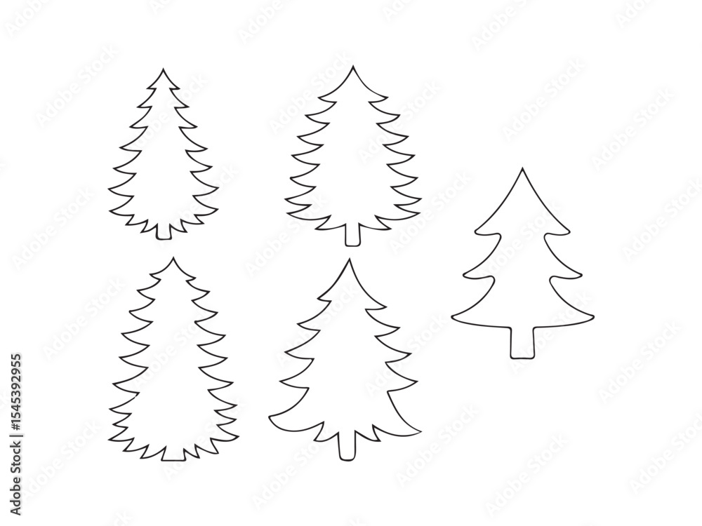 Obraz premium Minimalist festive fir trees graphic isolated on white background