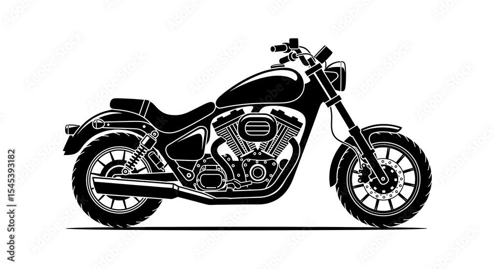 Obraz premium Motorcycle Vector Illustration Side View Black and White