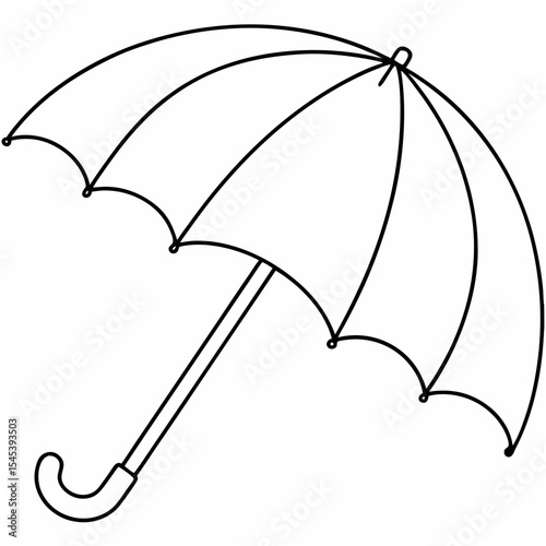 Simple Line Drawing of a Closed Beach Umbrella on White Background parasol sunshade