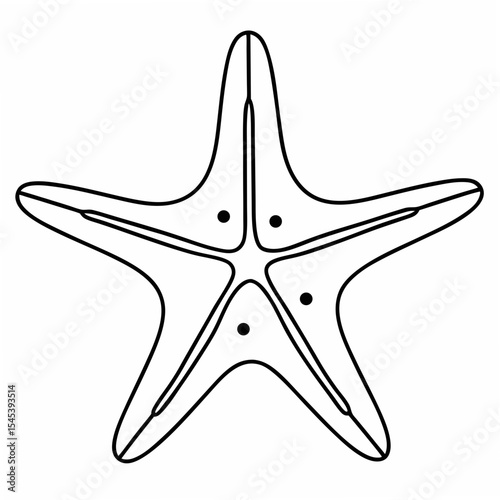 Simple Line Drawing of a Five Pointed Starfish on White Background Isolated Cutout sea star fish