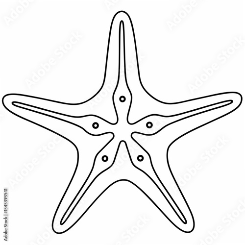 Simple Line Drawing of a Starfish on White Background Isolated Cutout Illustration sea star fish