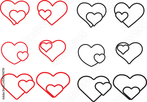 set of vector hearts, set of hearts, icon, 