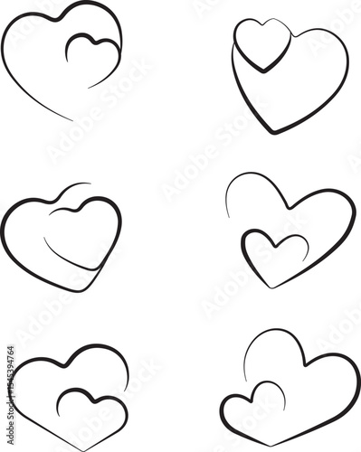 set of vector hearts, set of hearts, icon, 