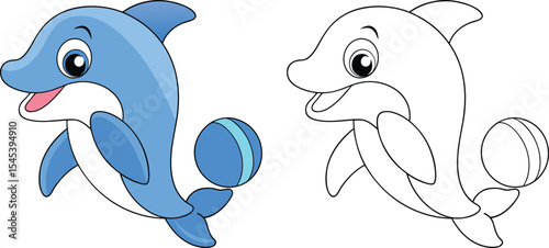 cute dolphin with ball