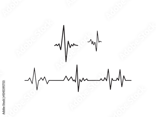 Heartbeat silhouettes rhythmic life pulse design isolated on white background