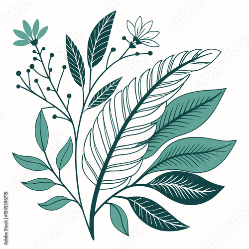 Flat vector Illustration of a foliage plant	
