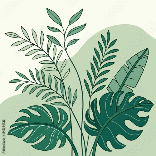 Flat vector Illustration of a foliage plant	