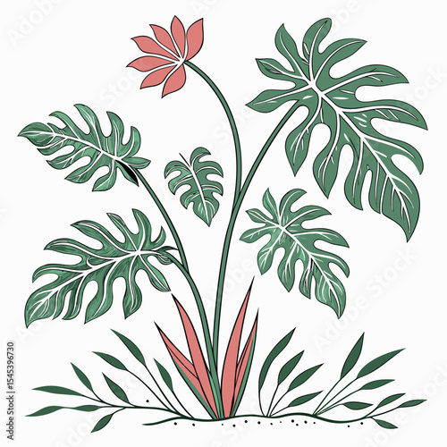 Flat vector Illustration of a foliage plant	
