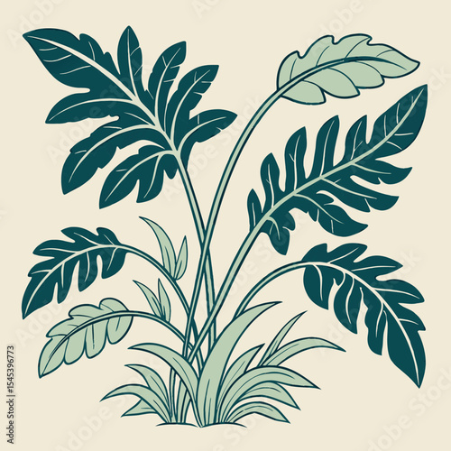 Flat vector Illustration of a foliage plant	