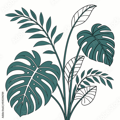 Flat vector Illustration of a foliage plant	