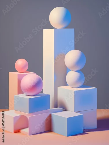 Fototapeta samoprzylepna Colorful sculptures on multicolored blocks