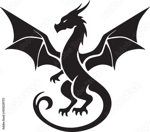 vector illustration of a black dragon
