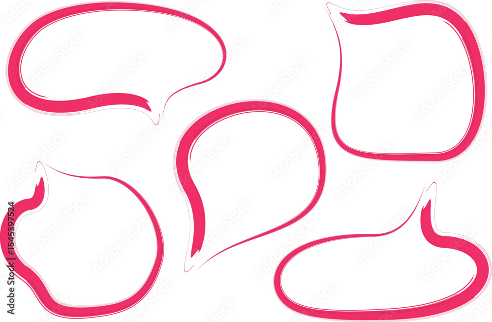 Fototapeta premium creative red colorful abstract art line speech bubbles set