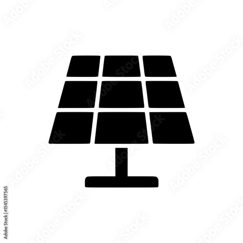 Minimalist Isolated Black Solar Panel Icon