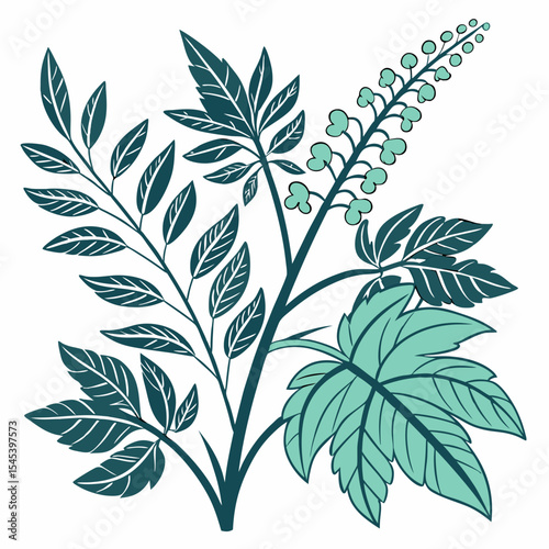 Flat vector Illustration of a foliage plant	