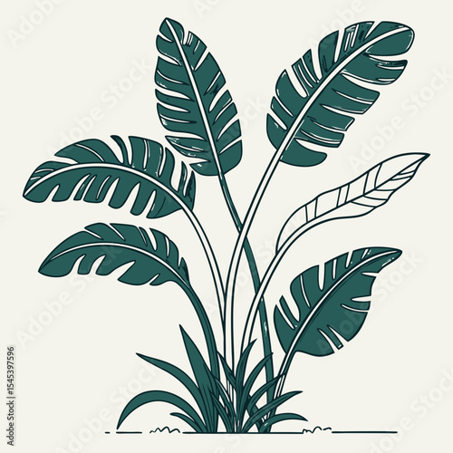 Flat vector Illustration of a foliage plant	