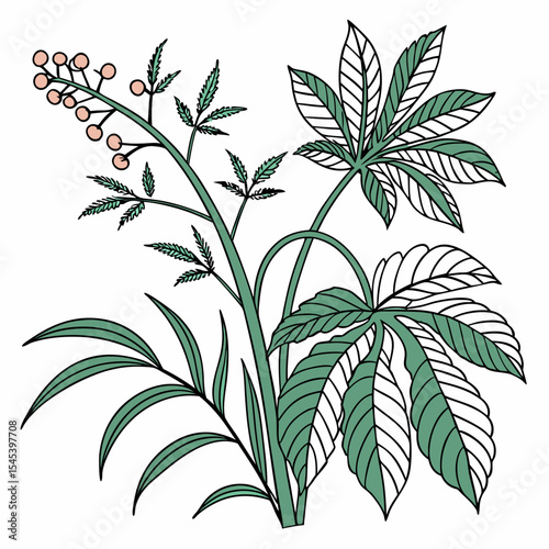 Flat vector Illustration of a foliage plant	
