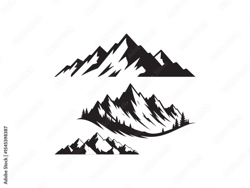 Fototapeta premium Silhouette mountain range vector graphic isolated on white background