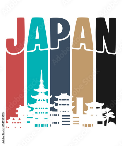 Japan Landmarks Silhouette t-shirt design graphic
