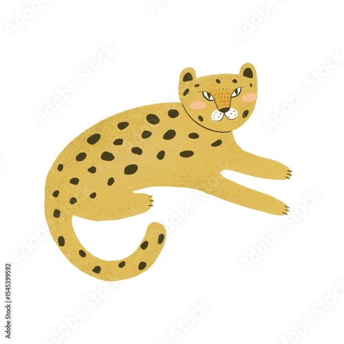 cartoon leopard. Colorful illustration for kids, flat style. baby design for card, poster, print on t-shirt