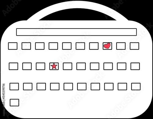 mark dates on the calendar with sign love and star stickers, calendar to mark important days, mark, schedule, agenda, event, calendar