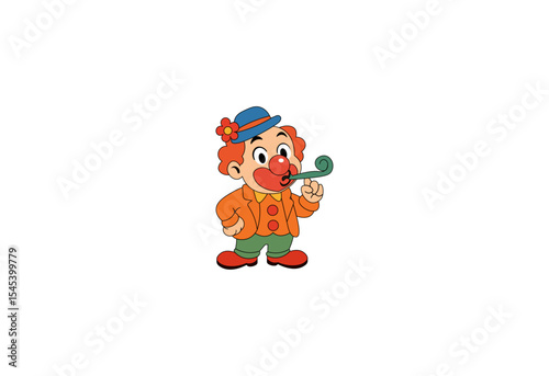 Vector illustration of a happy cartoon clown on a white background