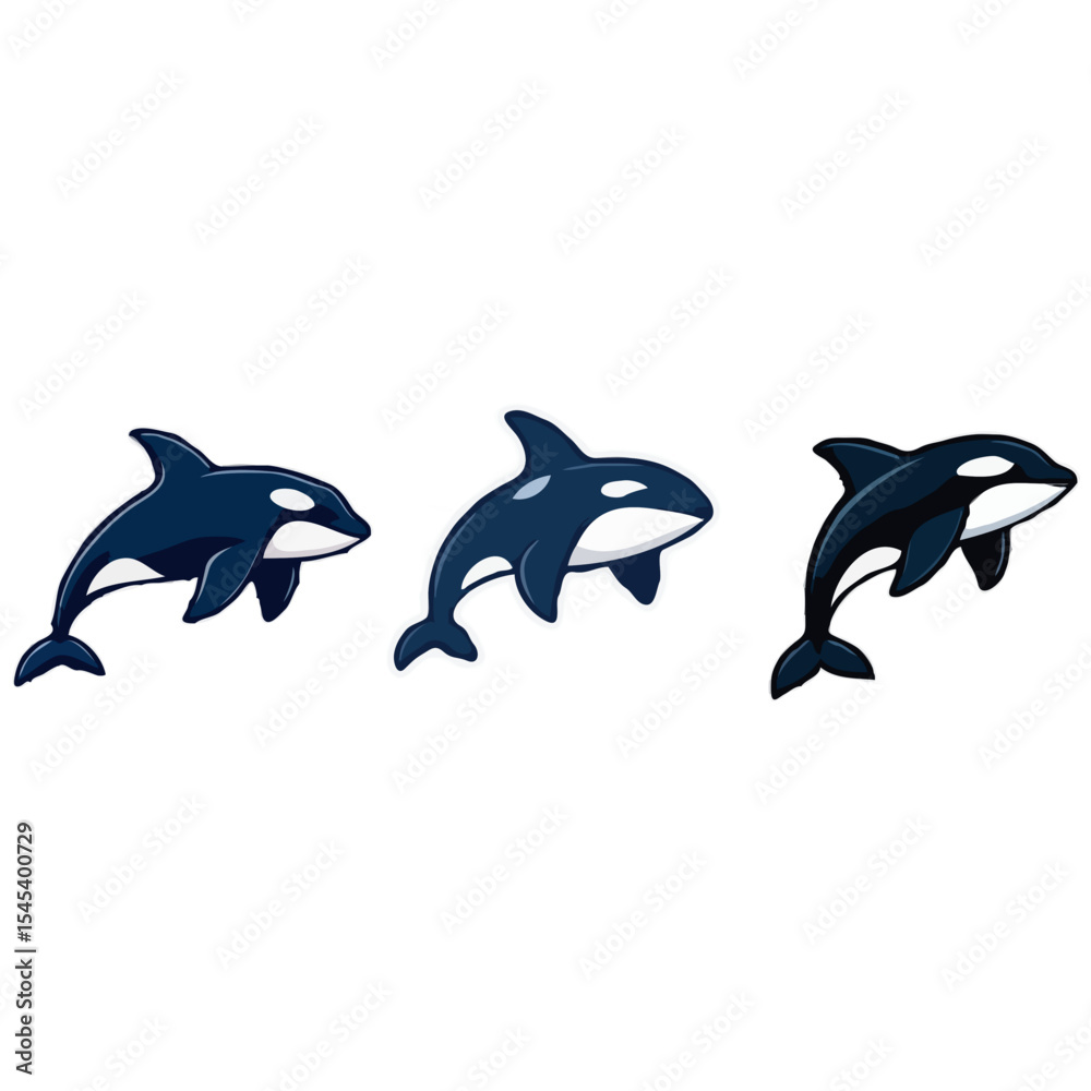 Fototapeta premium Simple Cartoon Themed Orca Illustrations