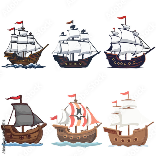 Detailed Pirate Ship Illustrations