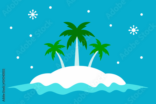 Tropical Island Paradise in Winter Wonderland A Unique Holiday Scene