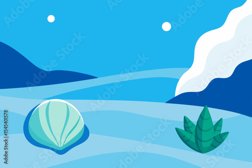 Serene Underwater Seascape Shell and Plant in a Calm Ocean