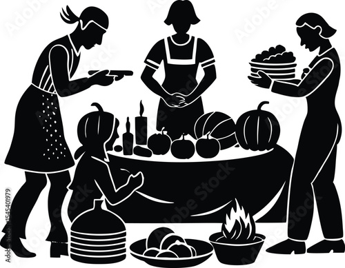 thanksgiving feast preparation silhouette