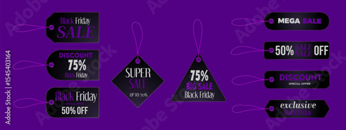 Black friday sale tag discount badge vector icon
