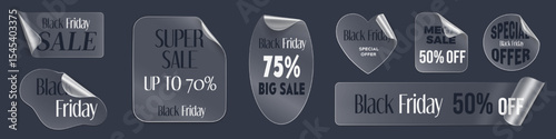 3d transparent sticker vector black friday label
