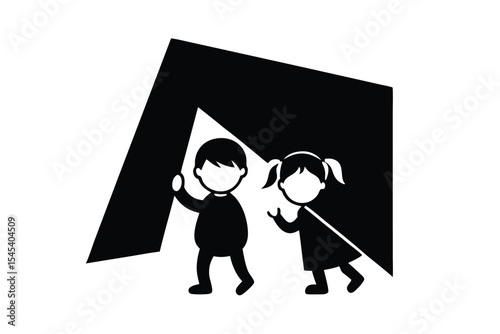 kids hide and seek vector icon