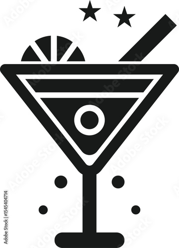 Minimalist Martini Glass Icon in Black
