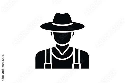 farmer with hat vector icon on white