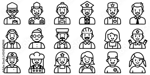 Minimalist Professions Line Icons – Career & Occupation Symbols