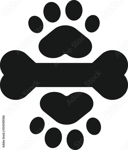 Pet Bone and Paw Print Icon Design