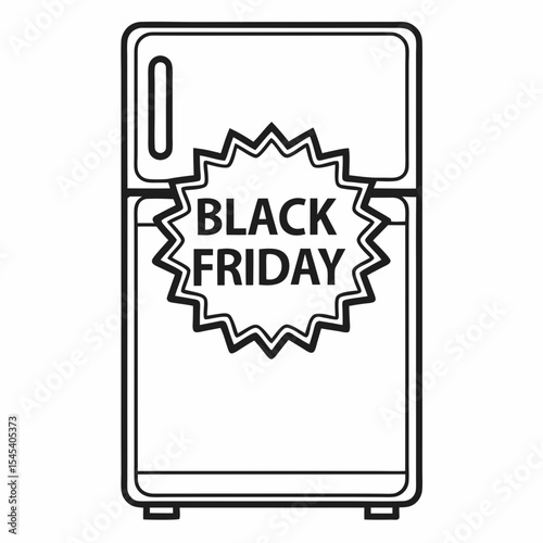Vector illustration of a refrigerator featuring "Black Friday" promotion for home appliance marketing and retail sales
