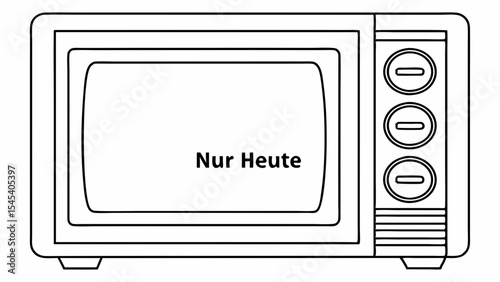 Vector illustration of a microwave with promotional message for kitchen appliances, sales, and advertising