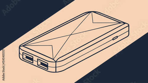 Vector illustration of a power bank for mobile charging, electronic devices, and portable energy solutions
