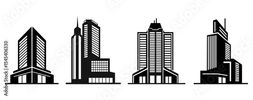 silhouette of modern building and sky scrapers