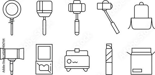 A collection of ten different outline icons arranged in two rows on white