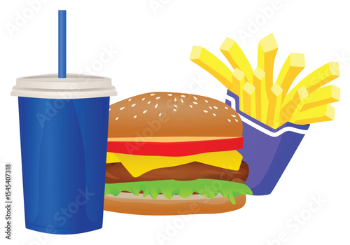 Fast food set, vector illustration	