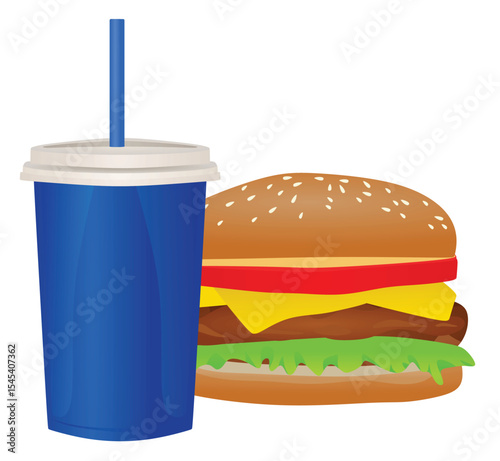 Fast food set, vector illustration	
