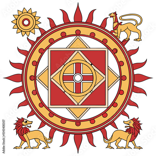 Hindu tantric ritual mandala with central yantra vector illustration of an abstract emblem