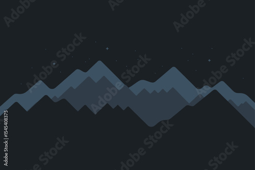 Minimalist Mountain Range Silhouette at Night with Faint Stars, Creating a Calming and Serene Landscape for Desktop Wallpaper