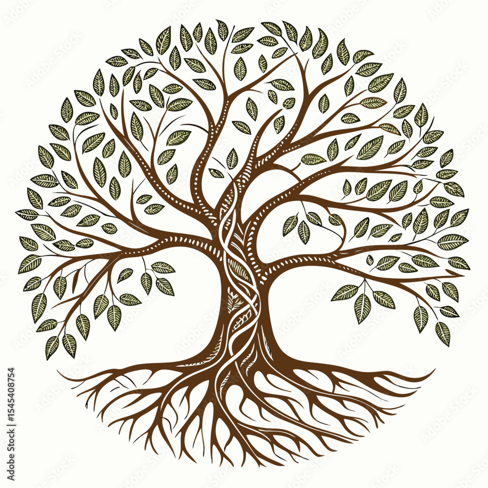 Obraz premium intricate-tree-of-life-mandala-with-roots-and-bran.eps